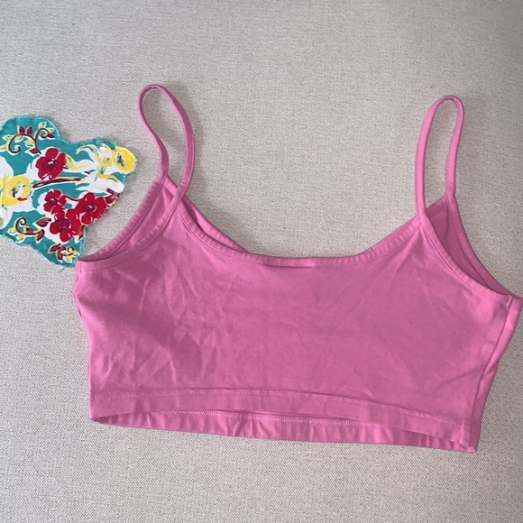 Adidas logo in rhinestones bralette pink crop tank top with sparkle bling size L - Picture 3 of 5